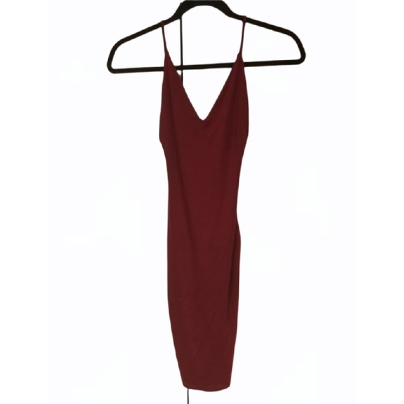ROOM SERVICE Red open back bodycon midi twist back dress XS Mendocino - Picture 1 of 9